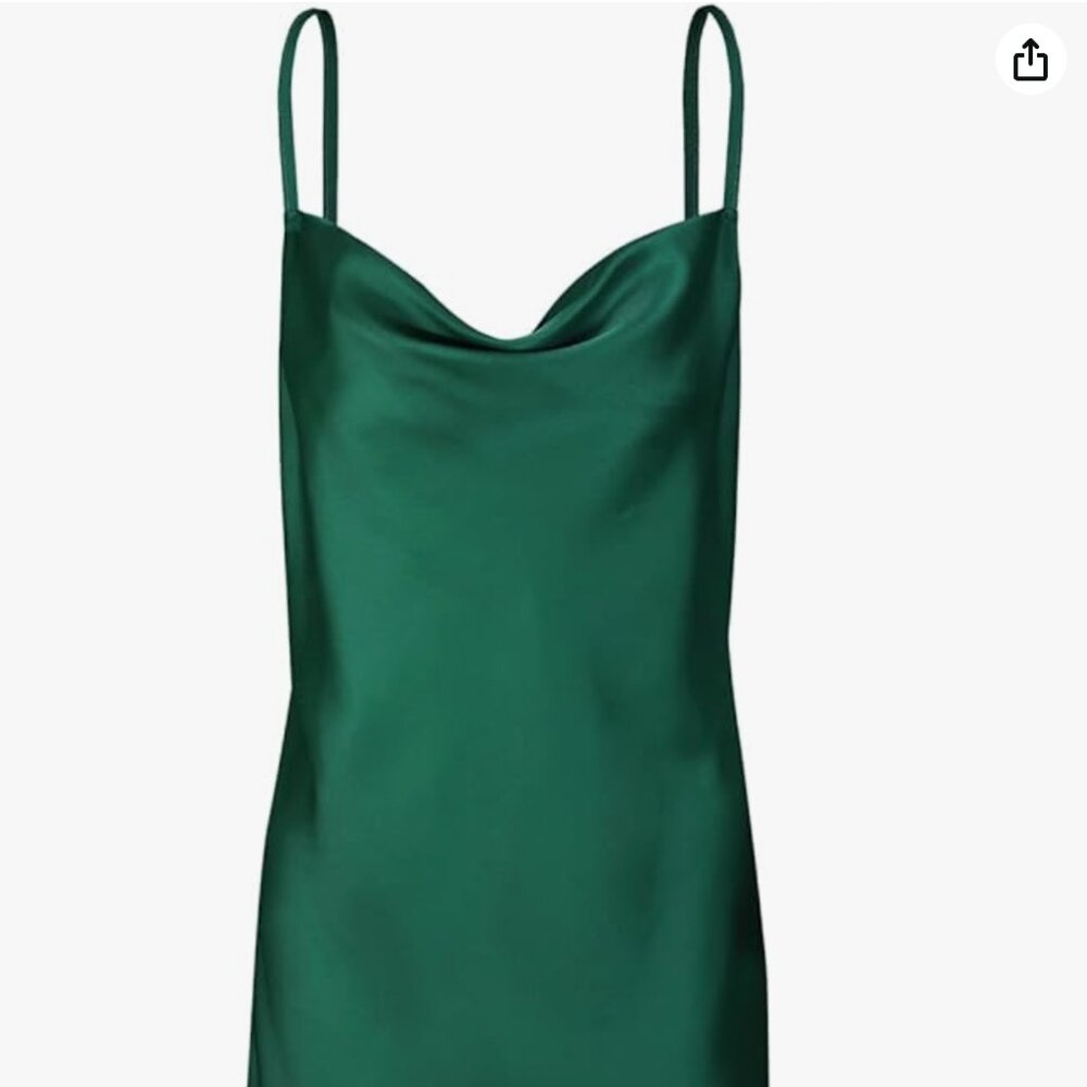 Emerald Green Satin Slip Dress – Size 1XL